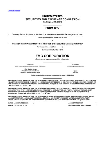 Thumbnail FMC Corporation 10-Q Quarterly Report FY2010 