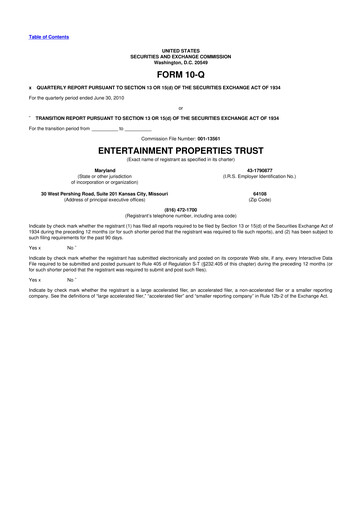 Thumbnail EPR Properties
 10-Q Quarterly Report FY2010 