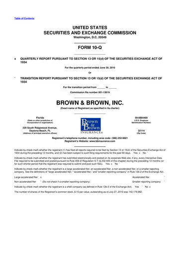 Thumbnail Brown & Brown
 10-Q Quarterly Report FY2010 