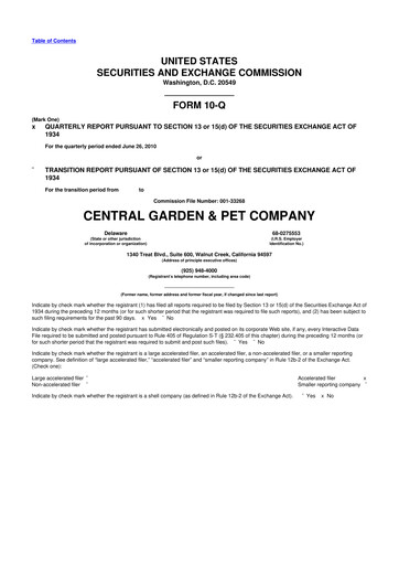Miniature Central Garden & Pet 10-Q Rapport trimestriel  