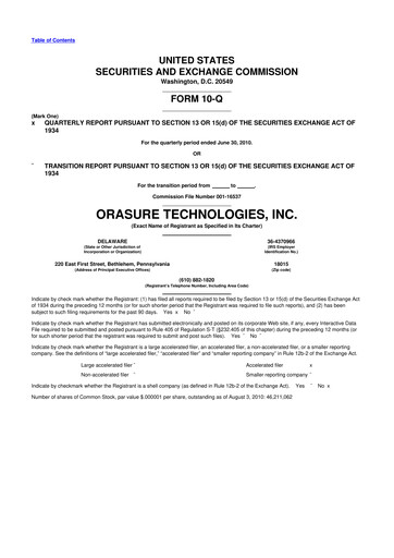 Thumbnail OraSure Technologies 10-Q Quarterly Report FY 