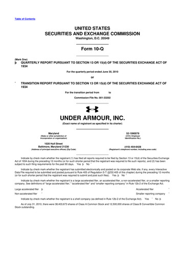 Vorschaubild Under Armour
 10-Q Quartalsbericht 2010 