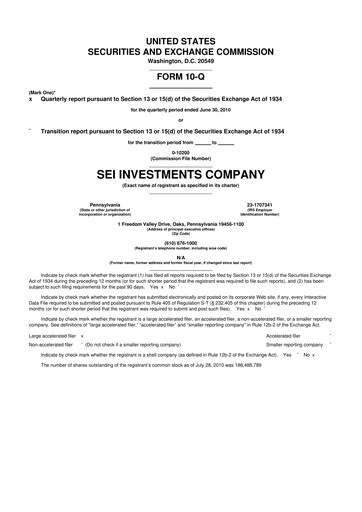 Thumbnail SEI Investments 10-Q Quarterly Report FY2010 