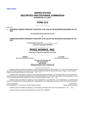 Miniature Pixelworks 10-Q Rapport trimestriel  