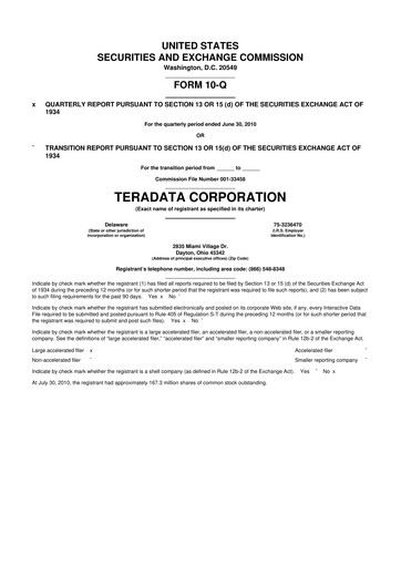 Thumbnail Teradata 10-Q Quarterly Report FY2010 