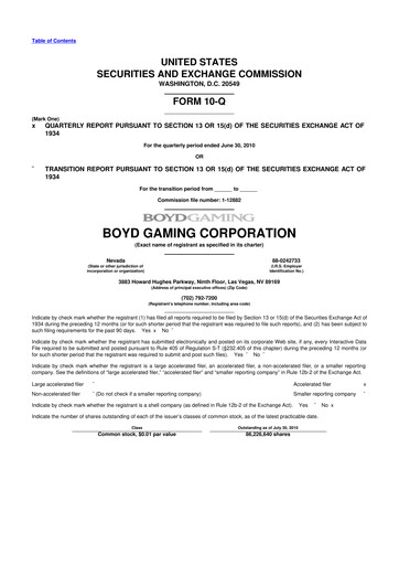 Vorschaubild Boyd Gaming
 10-Q Quartalsbericht  