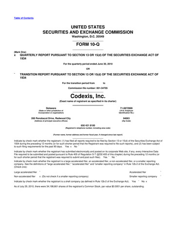 Thumbnail Codexis
 10-Q Quarterly Report FY 