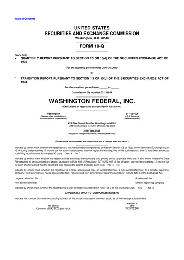 Thumbnail WaFd Bank 10-Q Quarterly Report FY2010 