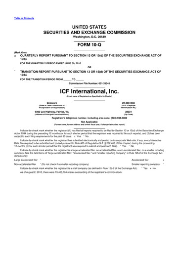 Thumbnail ICF International 10-Q Quarterly Report FY 