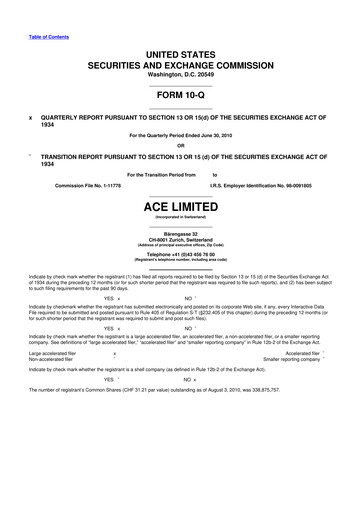 Vorschaubild Chubb 10-Q Quartalsbericht 2010 