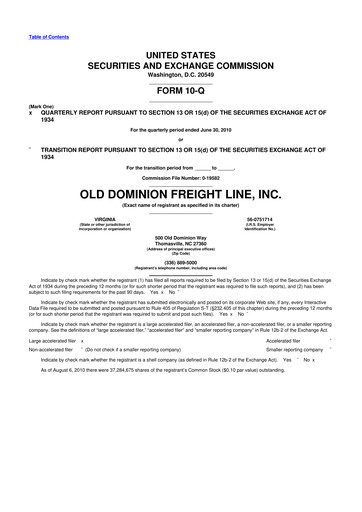 Thumbnail Old Dominion Freight Line
 10-Q Quarterly Report FY2010 