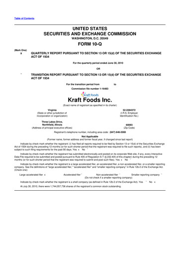 Thumbnail Mondelez International 10-Q Quarterly Report FY 