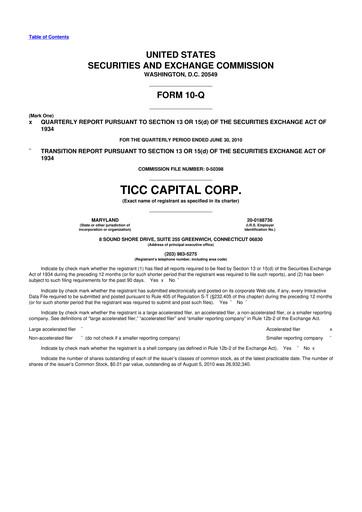 Miniature Oxford Square Capital
 10-Q Rapport trimestriel  