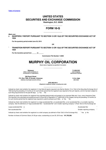 Thumbnail Murphy Oil
 10-Q Quarterly Report FY2010 