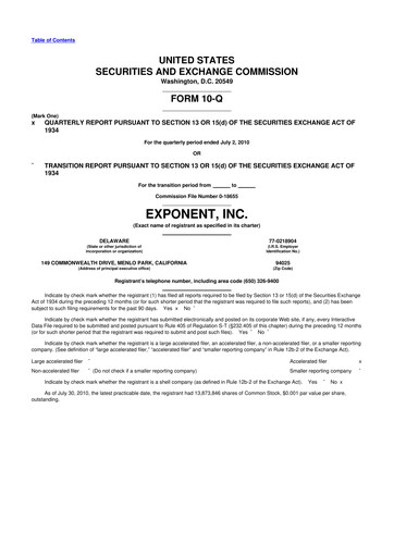 Thumbnail Exponent
 10-Q Quarterly Report FY 