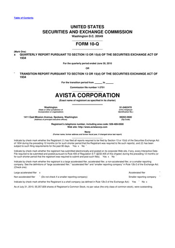 Thumbnail Avista
 10-Q Quarterly Report FY2010 