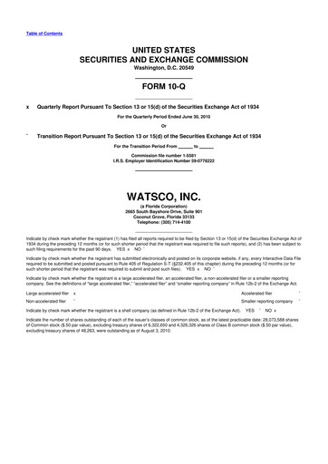 Thumbnail Watsco
 10-Q Quarterly Report FY2010 