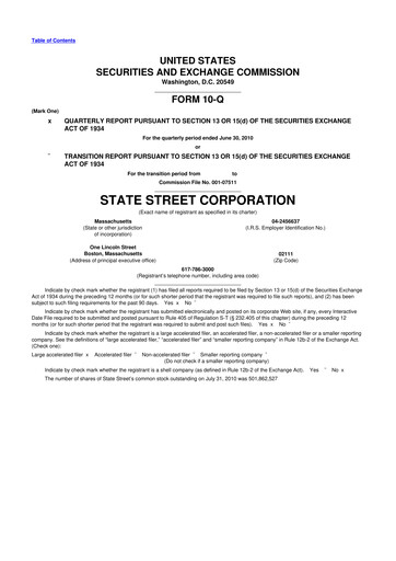 Thumbnail State Street Corporation
 10-Q Quarterly Report FY2010 