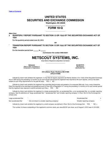 Thumbnail NETSCOUT 10-Q Quarterly Report FY 