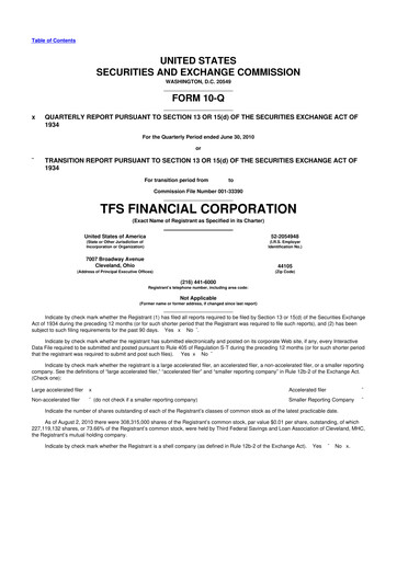Thumbnail TFS Financial 10-Q Quarterly Report FY2010 