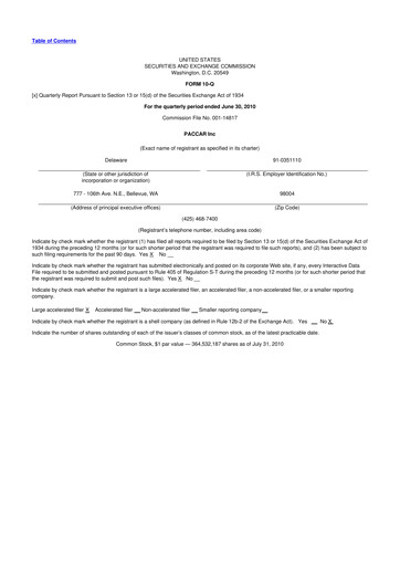 Vorschaubild Paccar 10-Q Quartalsbericht 2010 