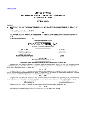 Miniature PC Connection
 10-Q Rapport trimestriel  