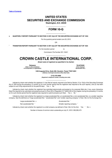 Vorschaubild Crown Castle 10-Q Quartalsbericht  