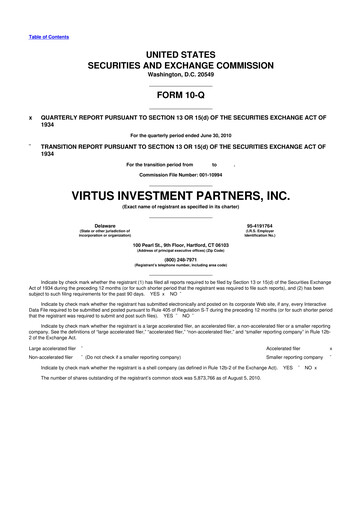 Vorschaubild Virtus Investment Partners 10-Q Quartalsbericht  