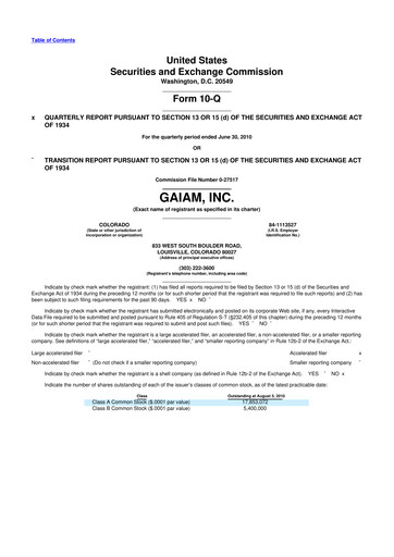 Thumbnail Gaia 10-Q Quarterly Report FY 