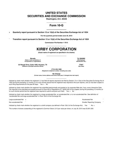 Thumbnail Kirby Corporation
 10-Q Quarterly Report FY2010 