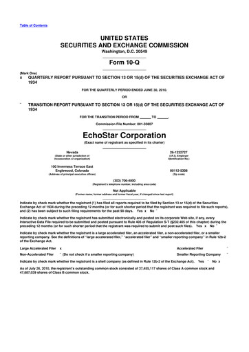 Thumbnail EchoStar 10-Q Quarterly Report FY2010 