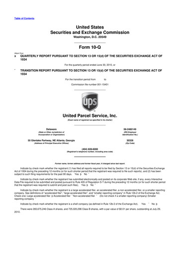 Miniature United Parcel Service 10-Q Rapport trimestriel 2010 