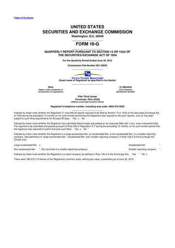 Thumbnail Fifth Third Bank
 10-Q Quarterly Report FY2010 