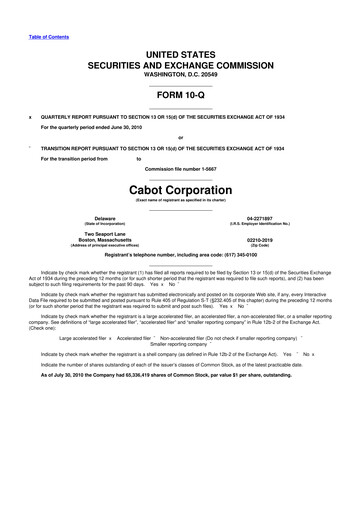 Thumbnail Cabot Corporation
 10-Q Quarterly Report FY2010 