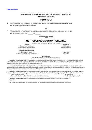 Thumbnail T-Mobile US 10-Q Quarterly Report FY2010 