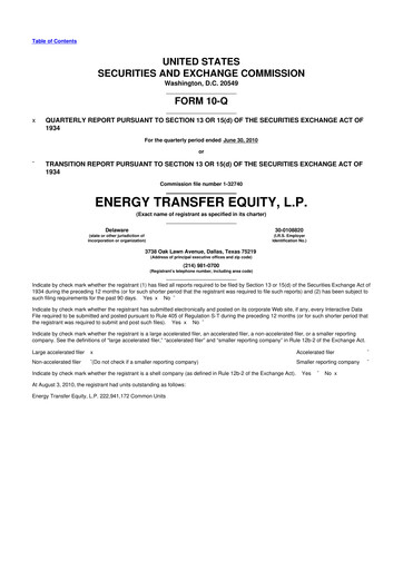 Thumbnail Energy Transfer LP
 10-Q Quarterly Report FY2010 