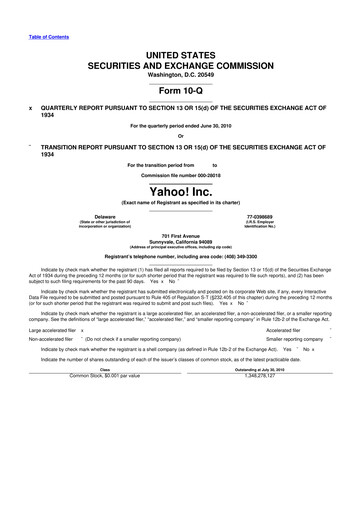 Thumbnail Yahoo Inc. 10-Q Quarterly Report FY2010 