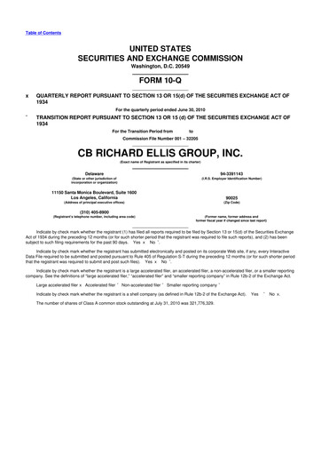 Miniature CBRE Group
 10-Q Rapport trimestriel 2010 