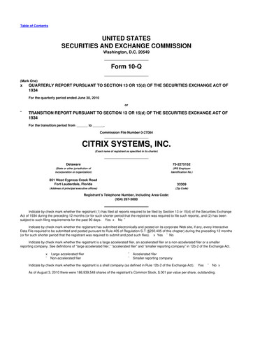 Miniature Citrix Systems 10-Q Rapport trimestriel 2010 