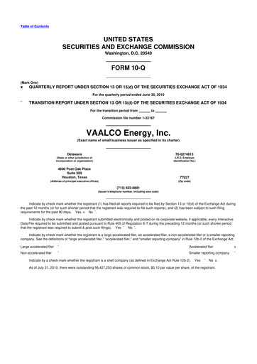 Thumbnail Vaalco Energy
 10-Q Quarterly Report FY 