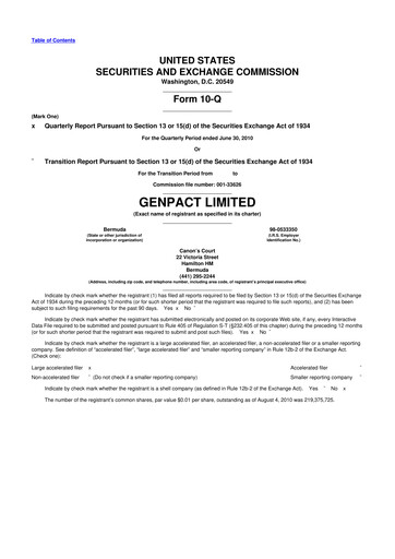 Vorschaubild Genpact 10-Q Quartalsbericht 2010 