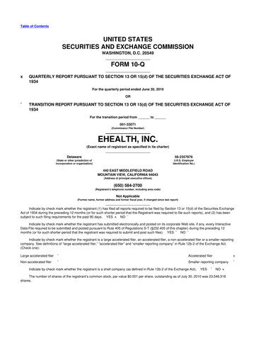 Thumbnail eHealth 10-Q Quarterly Report FY 