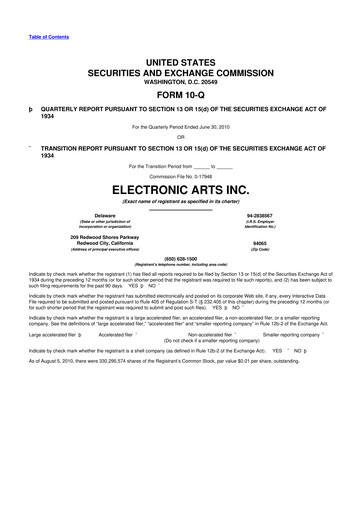 Thumbnail Electronic Arts 10-Q Quarterly Report FY2011 