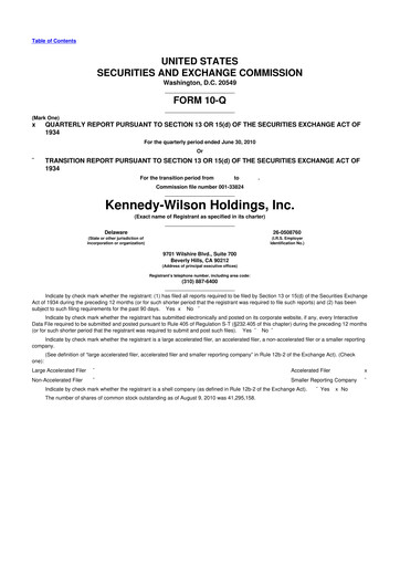 Thumbnail Kennedy Wilson 10-Q Quarterly Report FY 