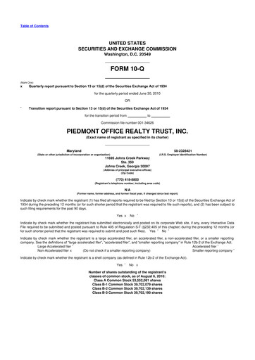 Thumbnail Piedmont Realty Trust 10-Q Quarterly Report FY 