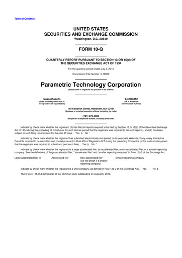 Thumbnail PTC 10-Q Quarterly Report FY2010 