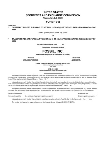 Thumbnail Fossil Group 10-Q Quarterly Report FY2010 