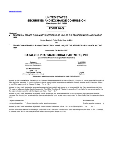 Thumbnail Catalyst Pharmaceuticals 10-Q Quarterly Report FY 