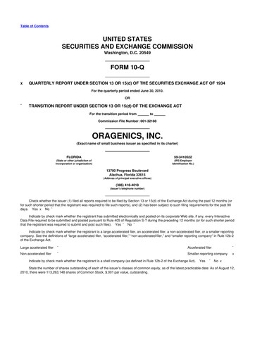 Thumbnail Oragenics 10-Q Quarterly Report FY 