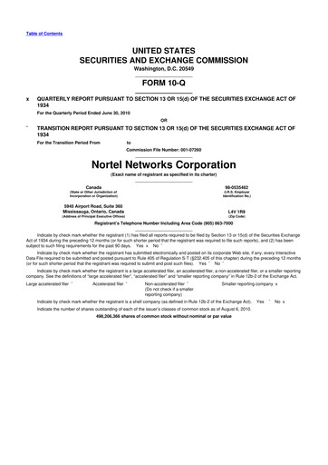 Vorschaubild Nortel Networks 10-Q Quartalsbericht  
